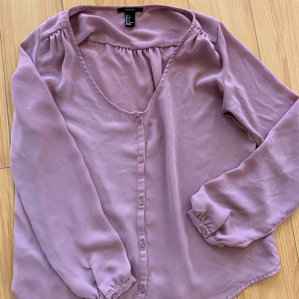 Forever 21 Purple Long Sleeve Button Down Blouse💜